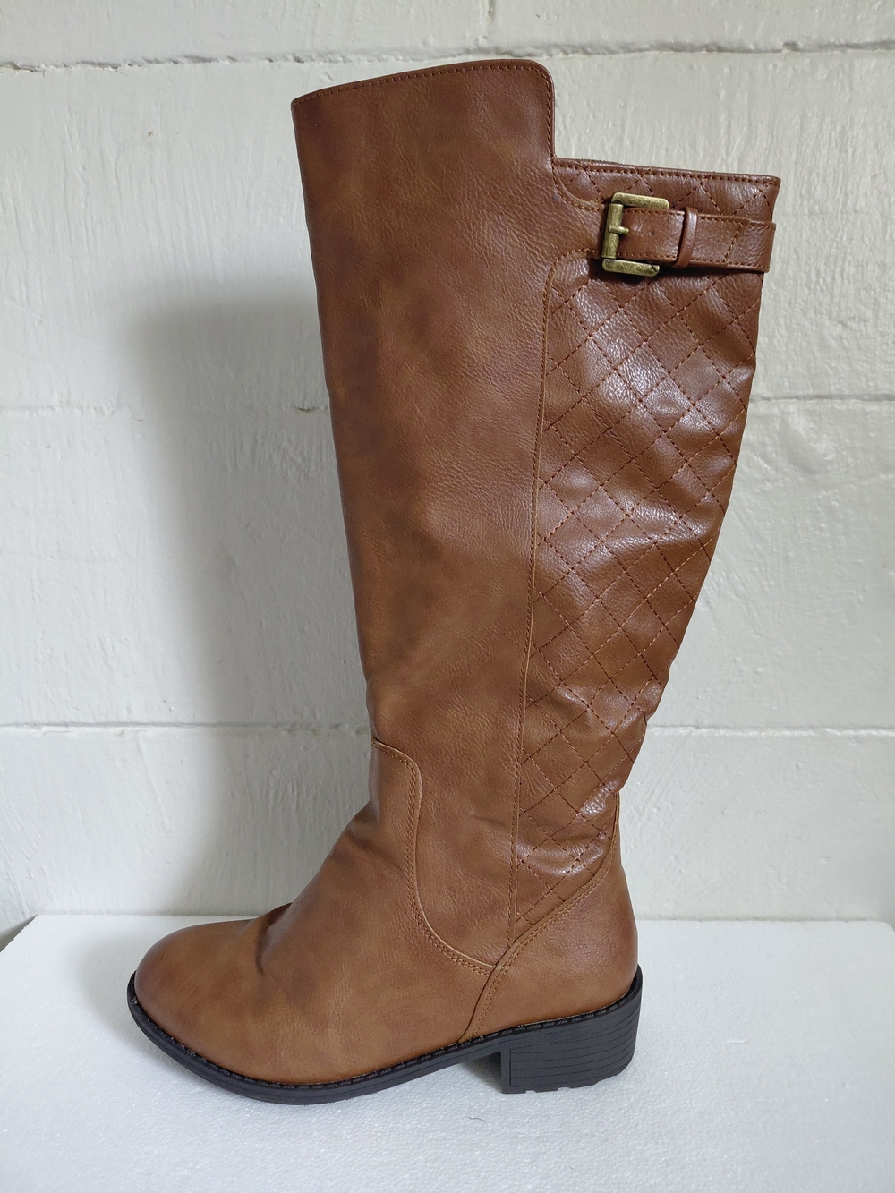 Women's Tall Quilted Strap Knee Boot - Brown